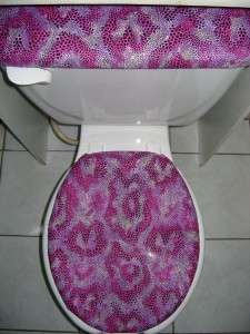 HOT PINK & LILAC SNAKE SKIN Print Fabric Toilet Seat Cover Set  