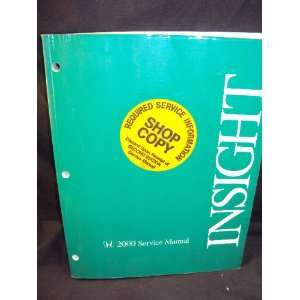  2000 Honda Insight Shop Service Repair Manual: Honda Motor 