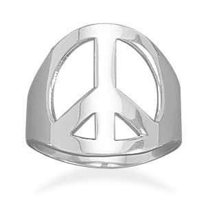 Sterling Silver Polished Peace Sign Ring   Size 9: Jewelry: 
