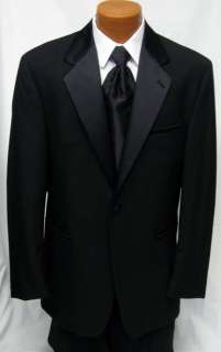 Black Andrew Fezza 1 Btn Notch Tuxedo Jacket Mens 40R  