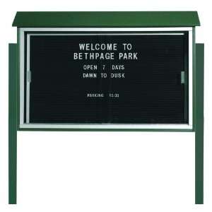   Sliding Door Plastic Lumber Message Center with Letter Board in Green