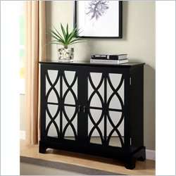 Powell Furniture w/Mirrored Gls Drs Black Console Table 081438222943 