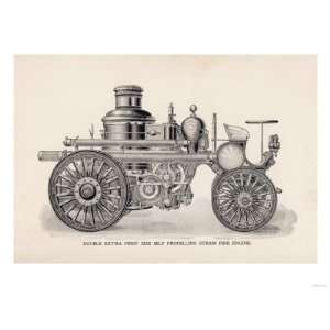   Size Self Propelling Steam Fire Engine Giclee Poster Print, 24x18