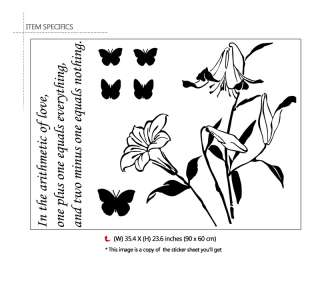 Lily Flower & Love Quote Saying Wall Deco Sticker Decal  