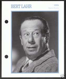 BERT LAHR Wizard Of Oz Film Star Picture Biography CARD  