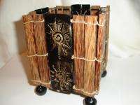 Maui Style Square Wooden Candle Holder 5 3/4 x 4 1/4  