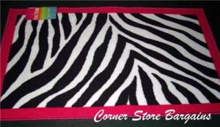 HOT Pink Zebra Stripes Animal Print Bath Throw Rug Area Rug 24 x 39 