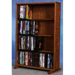   Solid Oak 4 Row DVD Cabinet Tower /Open Box Special