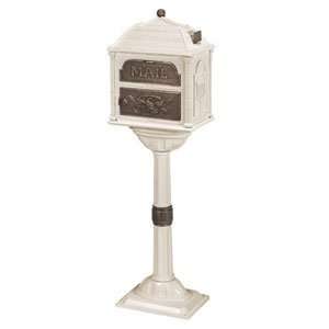   Mailboxes Almond with Antique Bronze Classic Pedestal Mailbox Home