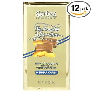 Sorbee Sugar Free Milk Chocolate with Peanut Bars, 2.8 Ounce Bars 